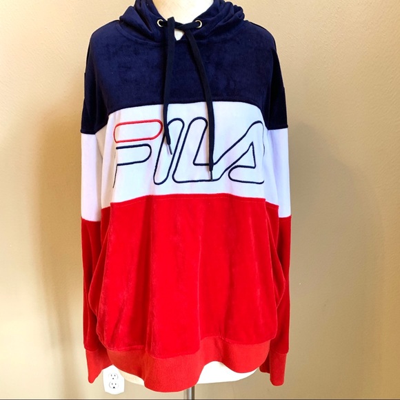 Fila Tops - Fila Velvet Logo Hoodie Size XL